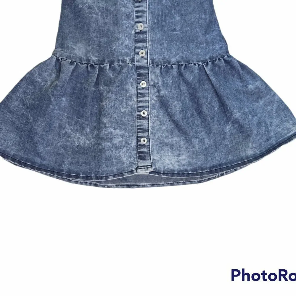 Girls Dollhouse Denim Sleeveless Button Up Dress, Size 4